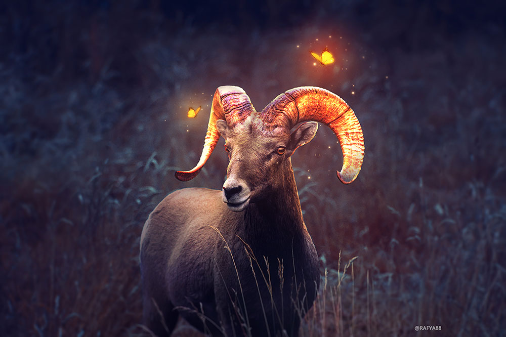 Glow Effect Fantasy Bighorn Photoshop Tutorial - rafy A