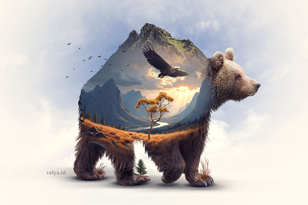 How to make Bear Poster Double Exposure Effect in Photoshop 2025 - rafy A